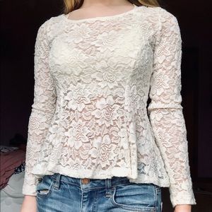 White Lacy Peplum Top